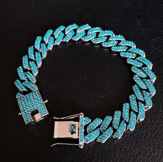 Blaues Iced-Out Armband 20cm